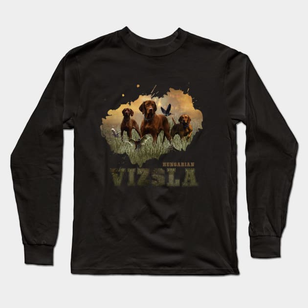 The Vizsla , Art Long Sleeve T-Shirt by German Wirehaired Pointer 